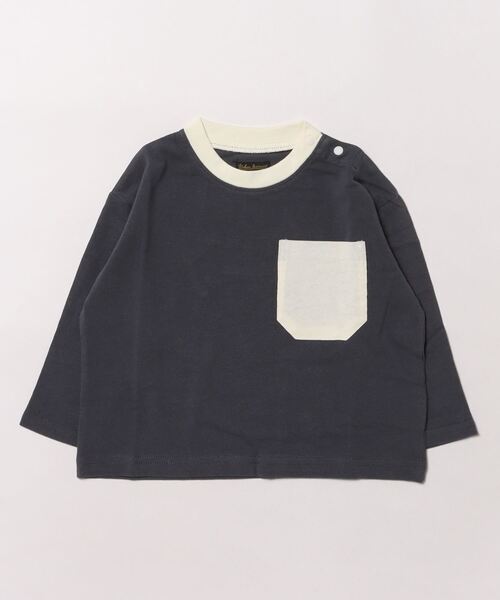 Life Support Products（ライフサポートプロダクツ）の「配色ポケットロンTee（Tシャツ/カットソー・キッズ・チャコール/マスタード/グリーン系その他/ブラウン/ホワイト系その他/オフホワイト/ブルー/ブラック系その他・80/90/95/100/110/120/130/140/150）」の11枚目の写真