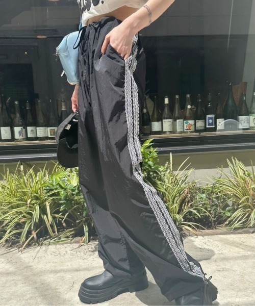 nemne store（ネンネストア）の「《Delfy》レース切り替えナイロンパンツ（その他パンツ・レディース・ブラック・フリー）」の5枚目の写真