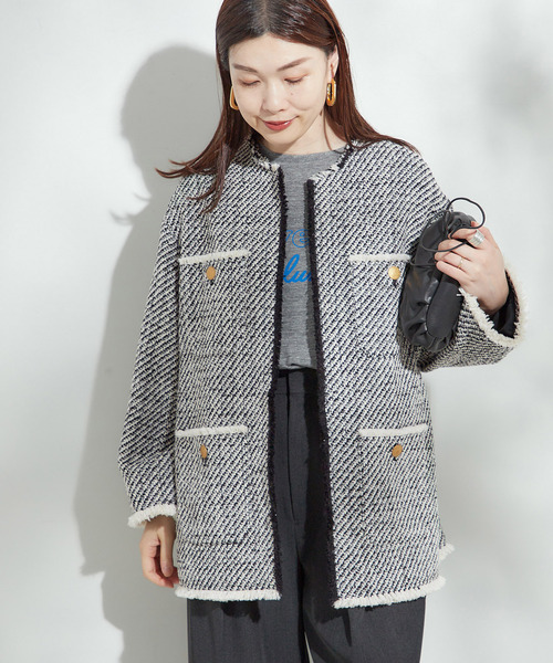 macさま今期定価49,500円　レサージュ　GIOLICA　ビッグジャケット journal standard L'essage ジャケット ノーカラージャケット