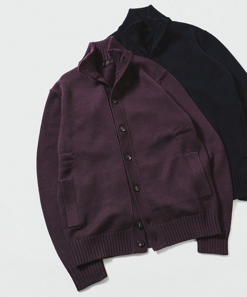 美品 ZANONE CHIOTO スタンドカラー カーディガン 46 ZANONE / CHIOTO 5ゲージ スタンドカラー カーディガン（カーディガン