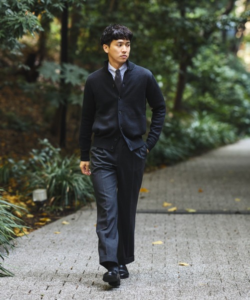 ZANONE ブラック カーディガン ZANONE / CHIOTO 5ゲージ スタンドカラー カーディガン（カーディガン