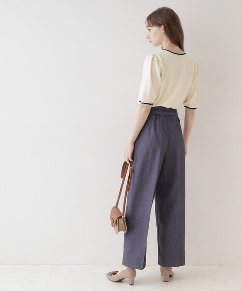 couture brooch（クチュールブローチ）の「◆【二の腕カバー・上品×シンプルなニット】配色スカラ5分袖ニット（ニット/セーター・レディース・アイボリー/ブラック/ブラウン系その他・36/38/42）」の10枚目の写真