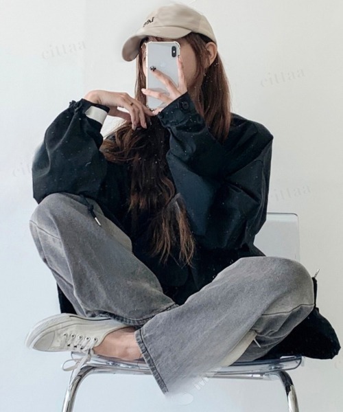 Dalfwin(ダールフィン)の「韓国ファッション フィッシュテールオーバーサイズミリタリーブルゾン(ブルゾン・レディース・カーキ/ブラック・FREE)」の8枚目の写真
