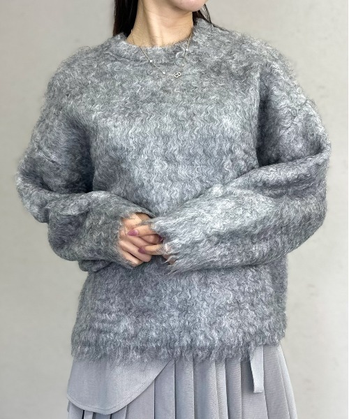 Per sist ence(パーシエンス)の「ブークレシャギークルーネックプルオーバー(ニット/セーター・レディース・オレンジ/グリーン/アイボリー/グレー/チャコールグレー・FREE)」の3枚目の写真