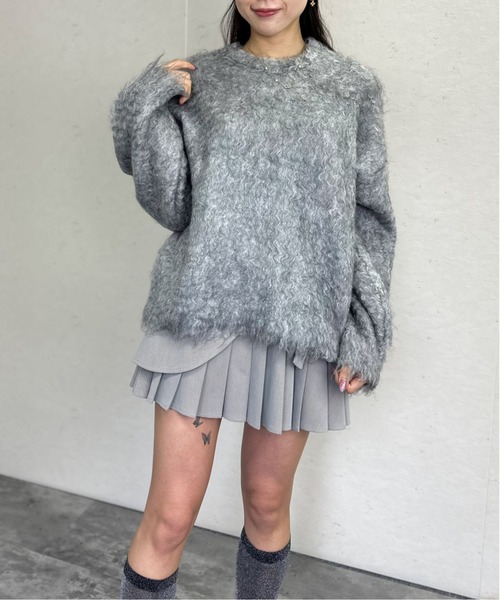 Per sist ence(パーシエンス)の「ブークレシャギークルーネックプルオーバー(ニット/セーター・レディース・オレンジ/グリーン/アイボリー/グレー/チャコールグレー・FREE)」の9枚目の写真