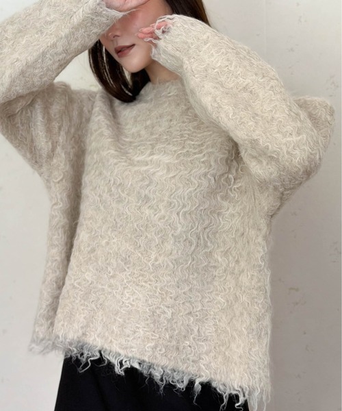 Per sist ence(パーシエンス)の「ブークレシャギークルーネックプルオーバー(ニット/セーター・レディース・オレンジ/グリーン/アイボリー/グレー/チャコールグレー・FREE)」の14枚目の写真