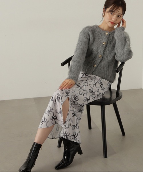 PROPORTION BODY DRESSING（プロポーションボディドレッシング）の「リボン柄ナロースカート / 1214220507（スカート・レディース・グレー/ブラック・SMALL/MEDIUM）」の2枚目の写真