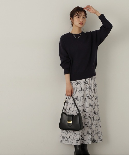 PROPORTION BODY DRESSING（プロポーションボディドレッシング）の「リボン柄ナロースカート / 1214220507（スカート・レディース・グレー/ブラック・SMALL/MEDIUM）」の7枚目の写真