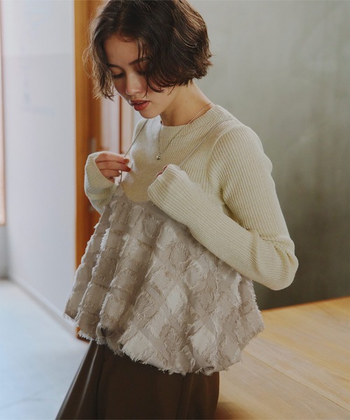 titivate（ティティベイト）の「フリンジチェックバルーンキャミソール（キャミソール・レディース・ブラウン/ベージュ/ブラック・M）」の3枚目の写真