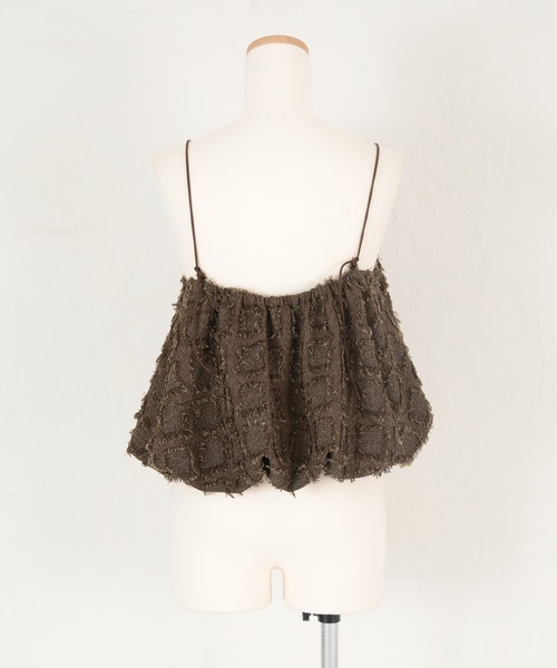 titivate（ティティベイト）の「フリンジチェックバルーンキャミソール（キャミソール・レディース・ブラウン/ベージュ/ブラック・M）」の6枚目の写真