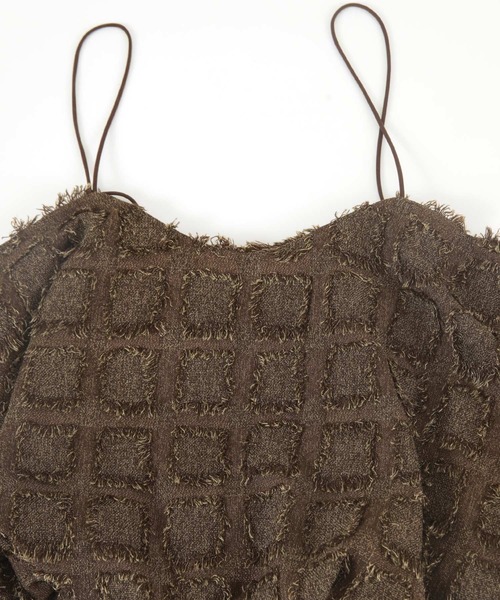 titivate（ティティベイト）の「フリンジチェックバルーンキャミソール（キャミソール・レディース・ブラウン/ベージュ/ブラック・M）」の7枚目の写真