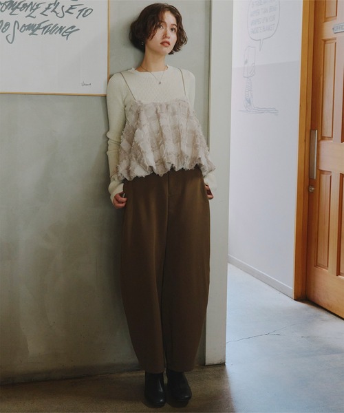 titivate（ティティベイト）の「フリンジチェックバルーンキャミソール（キャミソール・レディース・ブラウン/ベージュ/ブラック・M）」の22枚目の写真