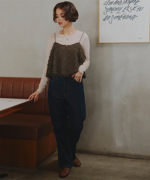 titivate（ティティベイト）の「フリンジチェックバルーンキャミソール（キャミソール・レディース・ブラウン/ベージュ/ブラック・M）」の17枚目の写真