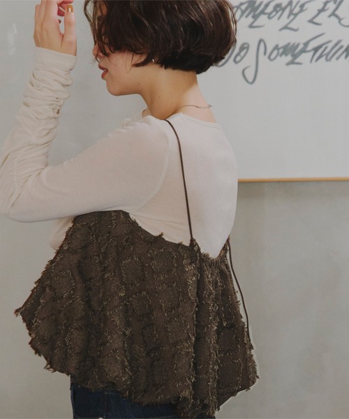 titivate（ティティベイト）の「フリンジチェックバルーンキャミソール（キャミソール・レディース・ブラウン/ベージュ/ブラック・M）」の18枚目の写真