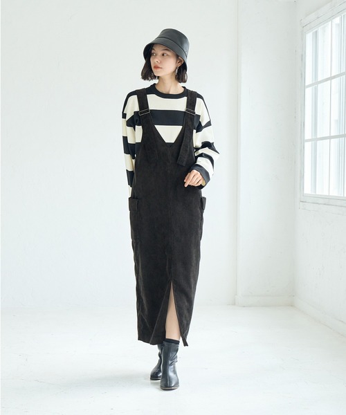 ROPE' PICNIC(ロペピクニック)の「前後2WAY/コーデュロイ深Vネックジャンパースカート(ジャンパースカート・レディース・ブラック/チャコールグレー・38)」の17枚目の写真
