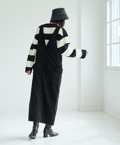 ROPE' PICNIC(ロペピクニック)の「前後2WAY/コーデュロイ深Vネックジャンパースカート(ジャンパースカート・レディース・ブラック/チャコールグレー・38)」の20枚目の写真