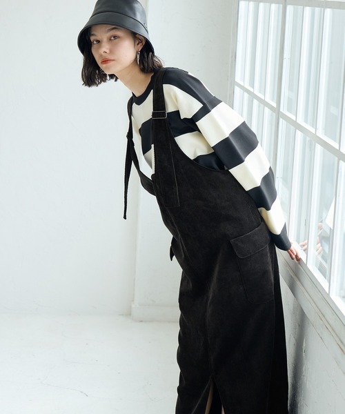 ROPE' PICNIC(ロペピクニック)の「前後2WAY/コーデュロイ深Vネックジャンパースカート(ジャンパースカート・レディース・ブラック/チャコールグレー・38)」の22枚目の写真