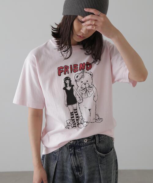 FREE'S MART（フリーズマート）の「【WA01】fulla_kadoTシャツ（Tシャツ/カットソー・レディース・ピンク/ホワイト・FREE）」の2枚目の写真