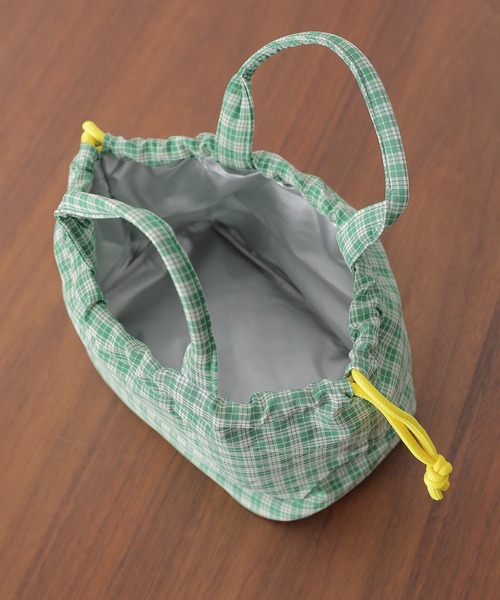 チェック柄 保冷 巾着 ランチバッグ（お弁当箱）｜Monocoro toppi