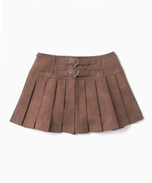 Fake Leather Pleats Mini Skirt / フェイクレザープリーツミニスカート
