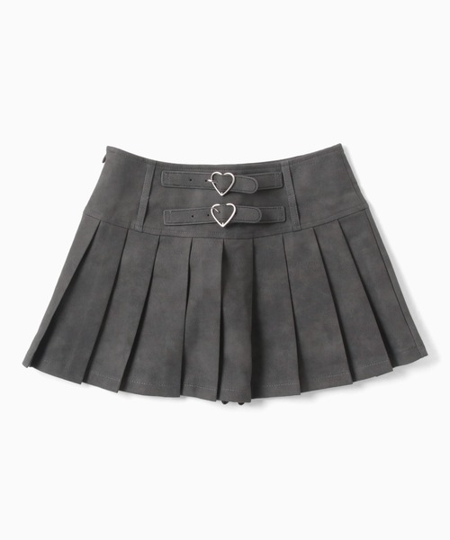 Chick(チック)の「Fake Leather Pleats Mini Skirt / フェイクレザープリーツミニスカート(スカート・レディース・グレー/ブラウン・L/M)」の1枚目の写真
