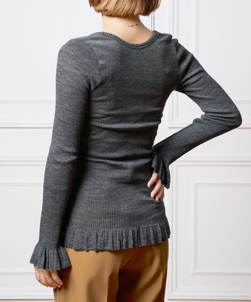 IENA LA BOUCLE(イエナラブークル)の「babaco/ババコ Fine Wool Ribbed Long Sleeve プルオーバー BA01-LI25(Tシャツ/カットソー・レディース・チャコールグレー・FREE)」の13枚目の写真