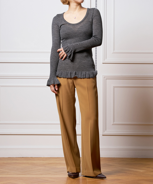 IENA LA BOUCLE(イエナラブークル)の「babaco/ババコ Fine Wool Ribbed Long Sleeve プルオーバー BA01-LI25(Tシャツ/カットソー・レディース・チャコールグレー・FREE)」の15枚目の写真