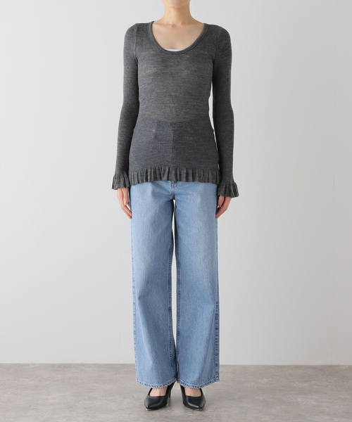 【新品未使用】babaco ババコ ロングスリーブプルオーバー IENA セール】babaco/ババコ Fine Wool Ribbed Long Sleeve プル
