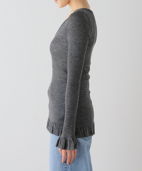 IENA LA BOUCLE(イエナラブークル)の「babaco/ババコ Fine Wool Ribbed Long Sleeve プルオーバー BA01-LI25(Tシャツ/カットソー・レディース・チャコールグレー・FREE)」の22枚目の写真