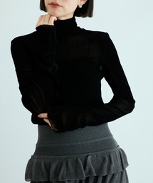 ADAM ET ROPE' | 【洗える】タートルネックフロッキーチュールプルオーバー(Tシャツ/カットソー)
