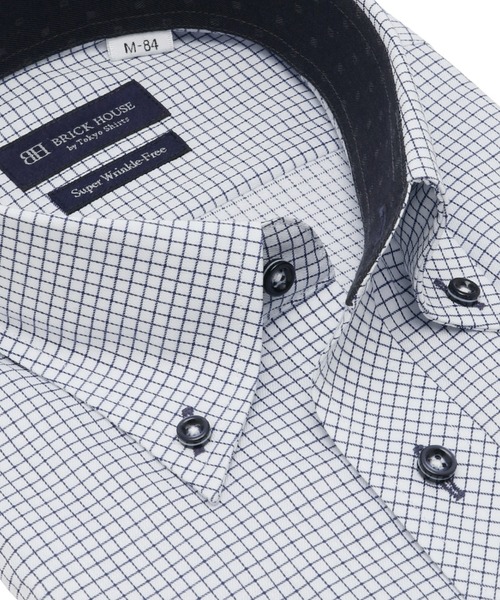 TOKYO SHIRTS(トウキョウシャツ)の「超形態安定ノーアイロン ボタンダウン 長袖ビジネスワイシャツ(ビジネスシャツ・メンズ・ネイビー・首回り37cm-裄丈80cm/首回り39cm-裄丈80cm/首回り39cm-裄丈84cm/首回り41cm-裄丈82cm/首回り41cm-裄丈86cm/首回り42cm-裄丈82cm/首回り42cm-裄丈86cm/首回り43cm-裄丈86cm/首回り43cm-裄丈82cm/首回り37cm-裄丈84cm)」の2枚目の写真