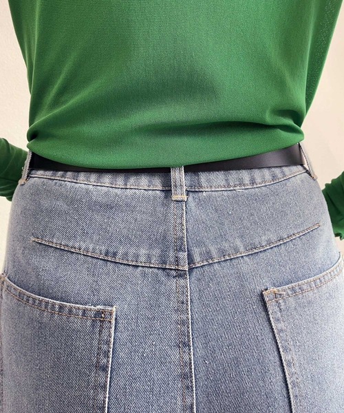 セミワイド切り替えコクーンデニムパンツ（デニムパンツ）｜Calm Maison（カルムメゾン）