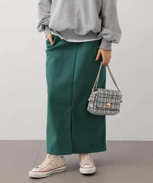 saloon（サルーン）の「SALOON(サルーン)/メルトンジャージタイトスカート　ロング丈（スカート・レディース・オフホワイト/ブラック/グリーン・SMALL/MEDIUM）」の9枚目の写真