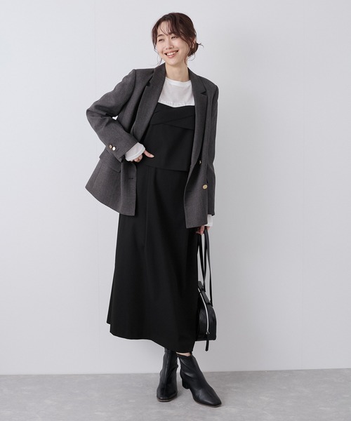 ROPE' PICNIC(ロペピクニック)の「セットアップ風キャミワンピース(ワンピース・レディース・グレー/ブラック・38/36)」の4枚目の写真