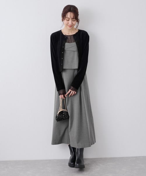 ROPE' PICNIC(ロペピクニック)の「セットアップ風キャミワンピース(ワンピース・レディース・グレー/ブラック・38/36)」の12枚目の写真