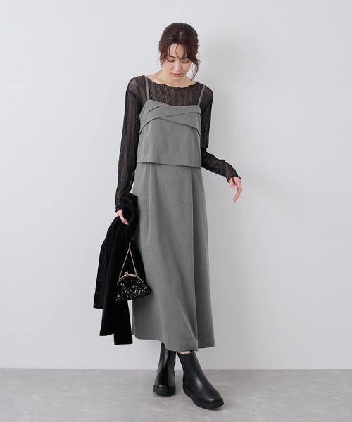 ROPE' PICNIC(ロペピクニック)の「セットアップ風キャミワンピース(ワンピース・レディース・グレー/ブラック・38/36)」の14枚目の写真