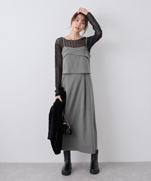 ROPE' PICNIC(ロペピクニック)の「セットアップ風キャミワンピース(ワンピース・レディース・グレー/ブラック・38/36)」の15枚目の写真