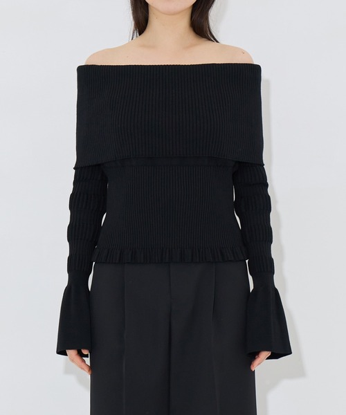 FETICO/フェティコ】別注 STRIPE KNIT OFF-SHOULDER TOP/ストライプ