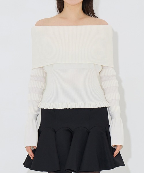 FETICO/フェティコ】別注 STRIPE KNIT OFF-SHOULDER TOP/ストライプ