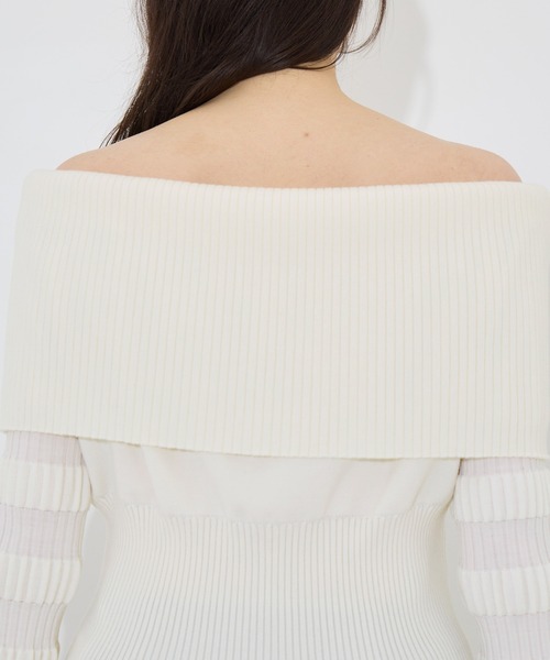 FETICO/フェティコ】別注 STRIPE KNIT OFF-SHOULDER TOP/ストライプ