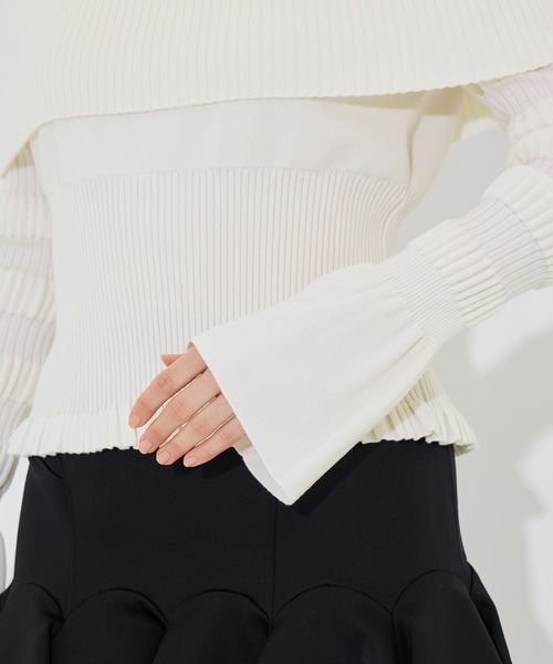 FETICO/フェティコ】別注 STRIPE KNIT OFF-SHOULDER TOP/ストライプ