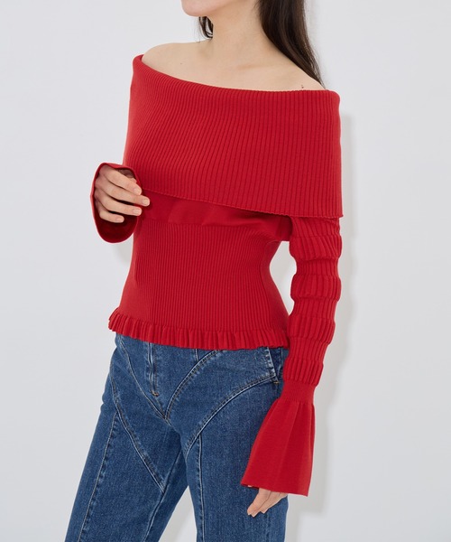 ニット セーター 「FETICO/フェティコ」別注 STRIPE KNIT OFF-SHOULDER TOP/ストライプニットオフショルダートップ/リ FETICO/フェティコ】別注 STRIPE KNIT OFF-SHOULDER TOP