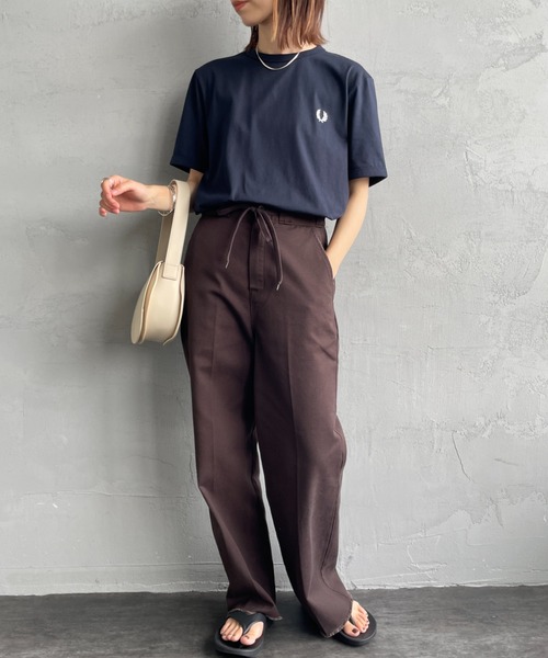 FRED PERRY ワンポイントロゴ刺繍ショートスリーブリンガーTシャツ FRED PERRY/フレッドペリー] ワンポイント刺繍 リンガーTシャツ