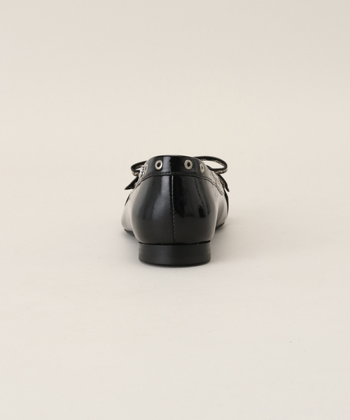 【セール】【GANNI / ガニー】 Eyelets Bow Ballerina Naplack S2755（バレエシューズ）｜GANNI（ガニー）