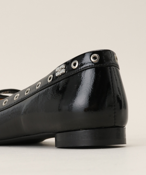 【セール】【GANNI / ガニー】 Eyelets Bow Ballerina Naplack S2755（バレエシューズ）｜GANNI（ガニー）