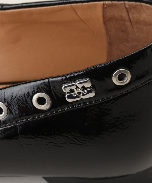 【セール】【GANNI / ガニー】 Eyelets Bow Ballerina Naplack S2755（バレエシューズ）｜GANNI（ガニー）