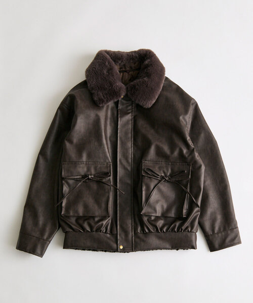 OLIVE des OLIVE（オリーブデオリーブ）の「ファーティペットエコレザーブルゾン（ブルゾン・レディース・アイボリー/ブラウン/ブラック・FREE）」の17枚目の写真