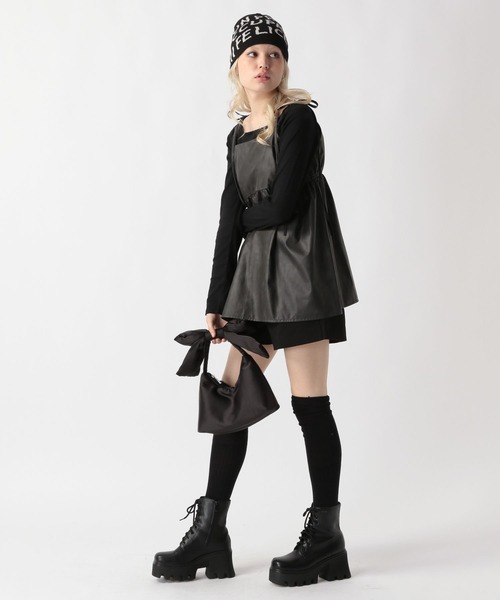 FOREVER 21（フォーエバー トゥエンティーワン）の「【2025SS】フェイクレザー2WAYチュニックワンピース（ワンピース・レディース・ブラウン/ブラック・MEDIUM/SMALL）」の13枚目の写真