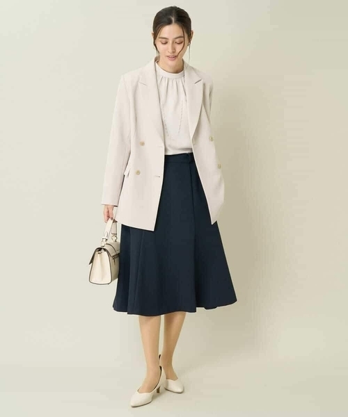 a.v.v（アーヴェヴェ）の「【洗える/イージーケア】ダブルクロスフレアスカート（スーツスカート・レディース・ネイビー/グレー系その他/ブラック・36/38/42/40/34）」の4枚目の写真