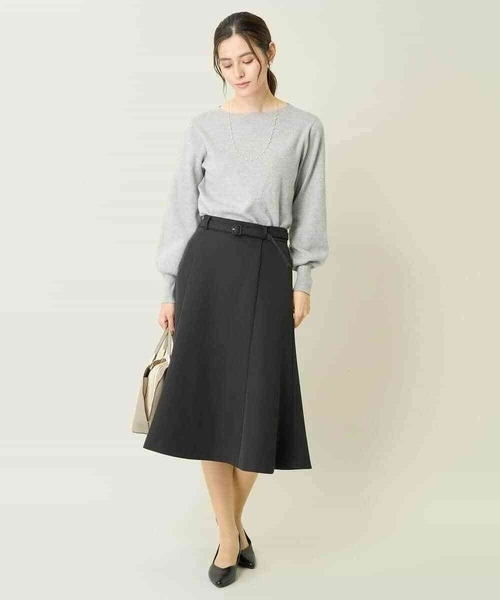 a.v.v（アーヴェヴェ）の「【洗える/イージーケア】ダブルクロスフレアスカート（スーツスカート・レディース・ネイビー/グレー系その他/ブラック・36/38/42/40/34）」の13枚目の写真
